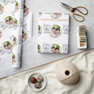 Papel De Presente Caligrafia Foto Personalizada de Aniversário para 