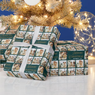 Papel De Presente Caligrafia Moderna de Natal Personalizada em Foto