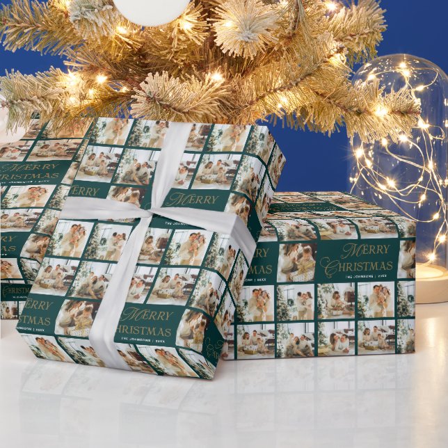 Papel De Presente Caligrafia Moderna de Natal Personalizada em Foto (Feriados)