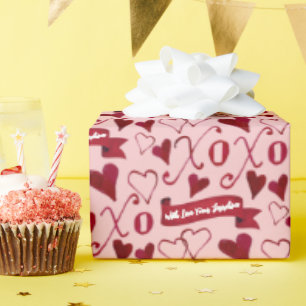 Papel De Presente Caligrafia Personalizada Boho Dia dos Namorados XO