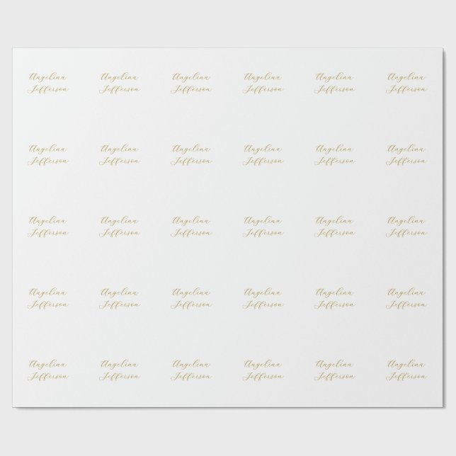 Papel De Presente Caligrafia Profissional Elegante Cor Dourada (Aberto)