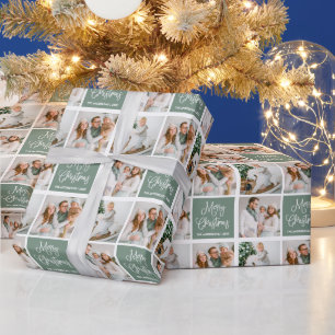Papel De Presente Caligrafia Script Christmas 3 Photo Sage Green