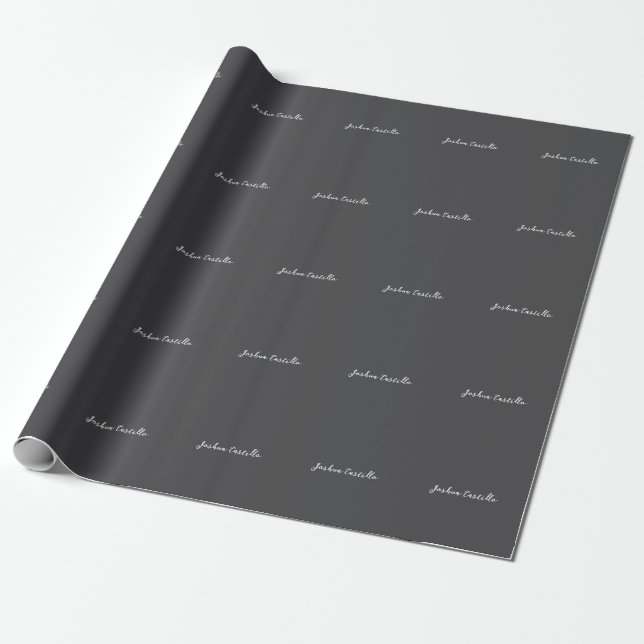 Papel De Presente Caligrafia Simples Cinza Profissional Nome (Desenrolado)