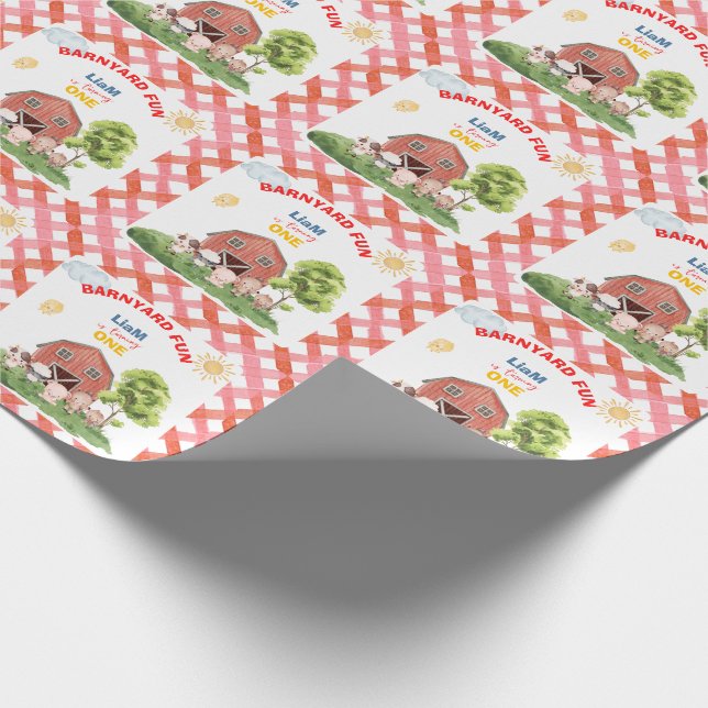 Papel De Presente Calling All Party Farm Animals 1st Birthday (Ponta)