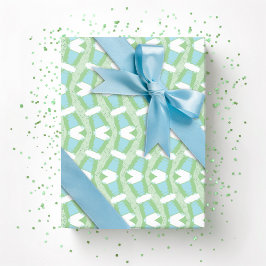 Papel De Presente Calypso Wavy Stripe em Verde Claro e Água
