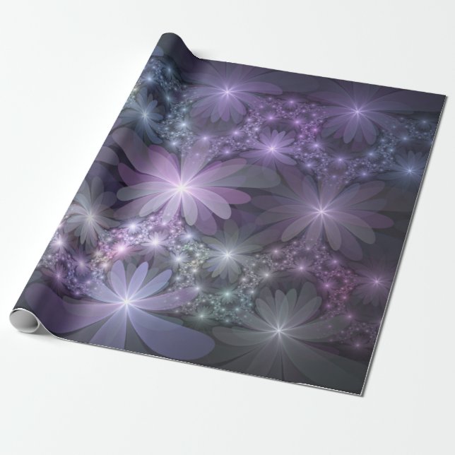 Papel De Presente Cama de Flores Arte Fractal Abstrato Moderno e Bri (Desenrolado)