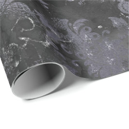Papel De Presente Camada de Cinza de Grafite Camada Floral Preta