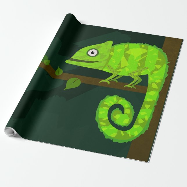 Papel De Presente Camaleão verde fofo (Desenrolado)
