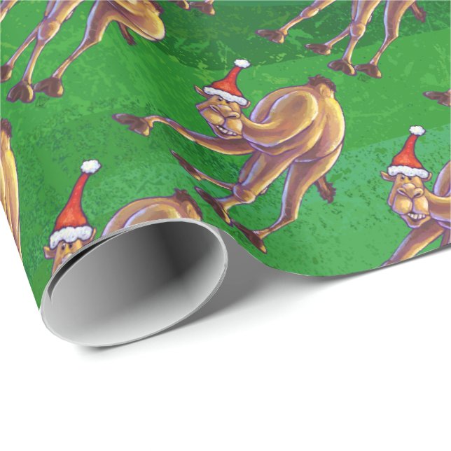 Papel De Presente Camel Christmas on Green (Ponta do rolo)