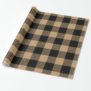 Papel De Presente Camel Tan Black Hufalo Xadrez de Buffalo Lumberjac