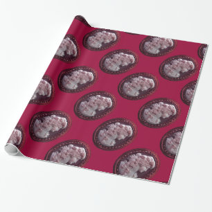 PAPEL DE PRESENTE CAMEO ANTIGO, SENHORA COM UVAS E VIDEIRAS