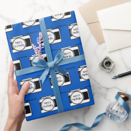 Papel De Presente Câmera com texto de aniversário
