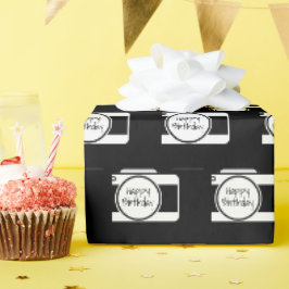 Papel De Presente Câmera com texto de aniversário