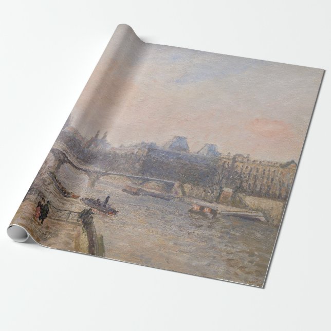 Papel De Presente Camille Pissarro - O Sena e o Louvre (Desenrolado)