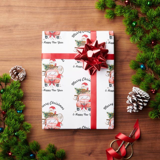 Papel De Presente caminhão Ano novo engraçado  (Presente de Natal)