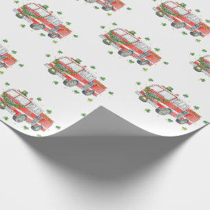 Papel De Presente Caminhão de Bombeiros do Dia de São Patrício de Bo