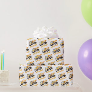 Papel De Presente Caminhão de Construção Fofo Feliz Aniversário
