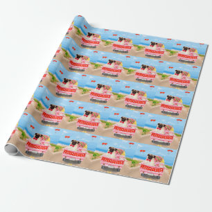 Papel De Presente Caminhão de Dia dos Namorados do Pug com Corações