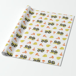 Papel De Presente Caminhão de Entulho em Obra Aniversário Qualquer I