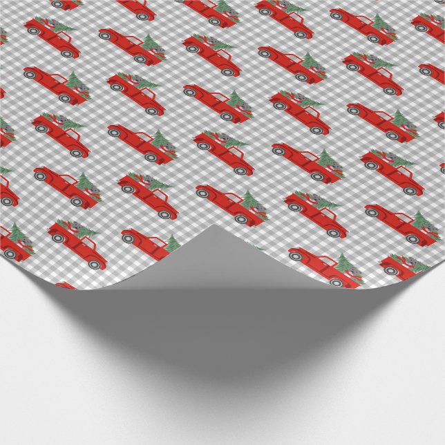 Papel De Presente Caminhão de Natal Vermelho do Cão Pitbull (Ponta)