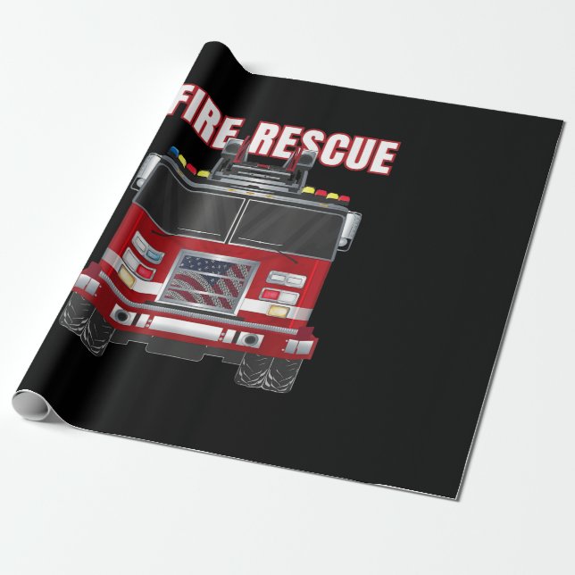 Papel De Presente Caminhão do Departamento de Bombeiros de Emergênci (Desenrolado)