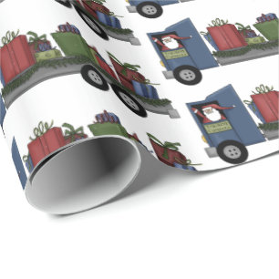 Papel De Presente Caminhão do papai noel do Natal que conduz o