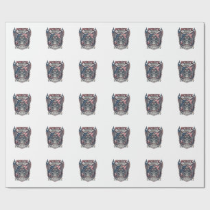 Papel De Presente Caminhão Monstro de Caveira Patriótico 1776 Off Ro