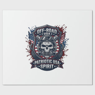 Papel De Presente Caminhão Monstro de Caveira Patriótico 1776 Off Ro