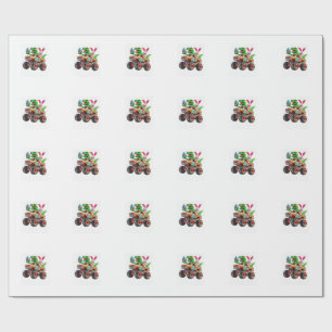 Papel De Presente Caminhão Monstro de Páscoa Bunny T-rex Dino Engraç