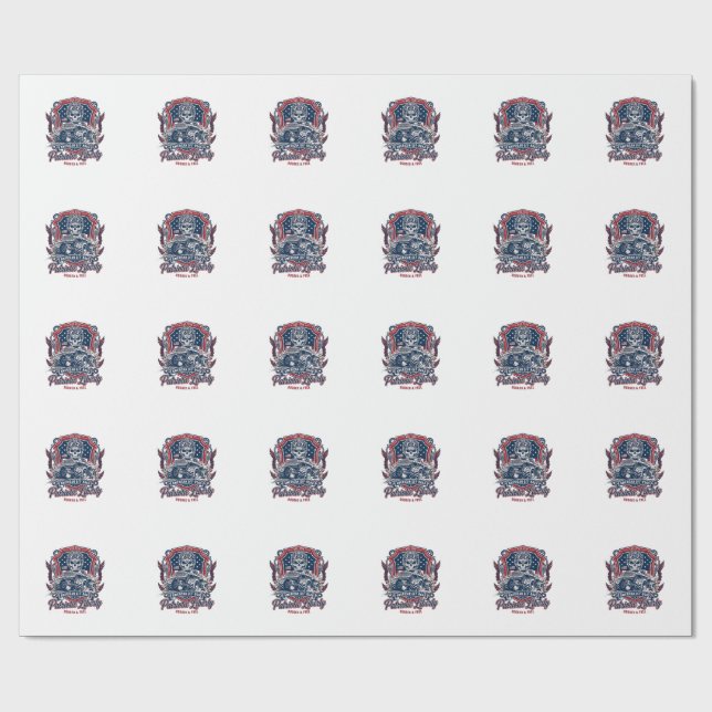 Papel De Presente Caminhão Monstro Patriótico 1776 Crânio Off Road P (Aberto)