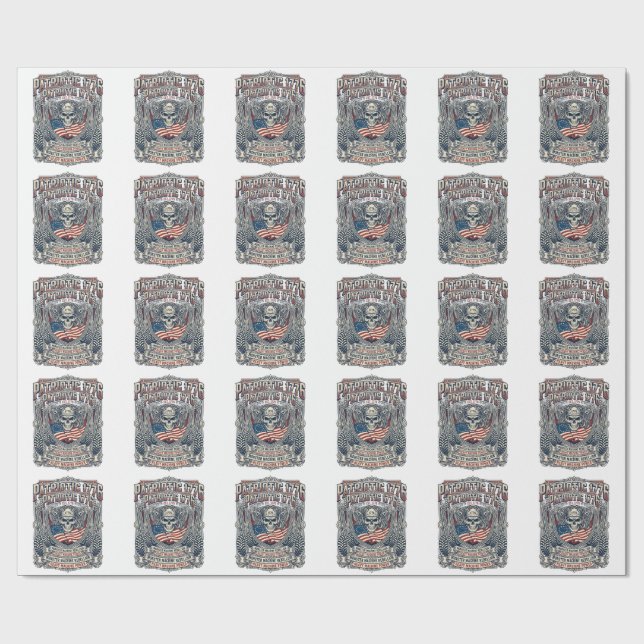 Papel De Presente Caminhão Monstro Patriótico 1776 Crânio Off Road P (Aberto)