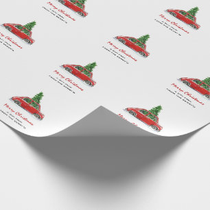 Papel De Presente Caminhão vermelho com árvore de Natal