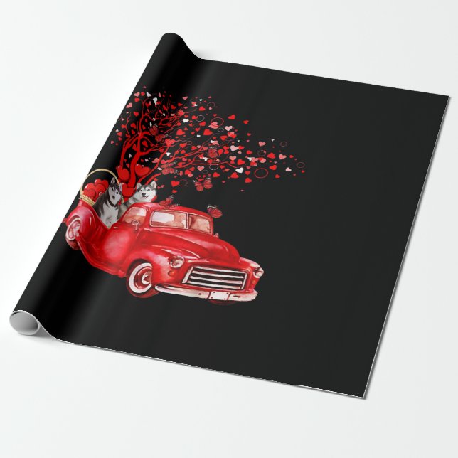 Papel De Presente Caminhão Vermelho rouco |Coração da borboleta do N (Desenrolado)