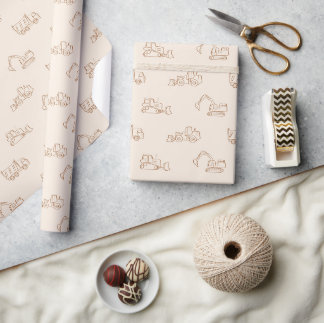 Papel De Presente Caminhões Construtores de Veículos Menino Caminhão