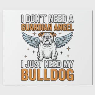 Papel De Presente Camisa Anjo da Guarda Bulldog Amante de Cães Vinta
