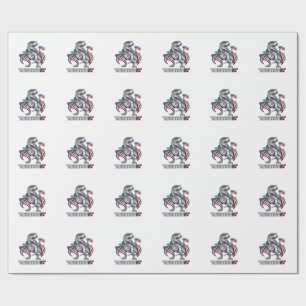 Papel De Presente Camisa branca com design patriótico T-Rex Amerisau