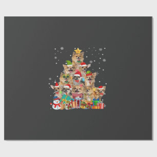 Papel De Presente Camisa Clássica Chihuahua Luzes de Natal Árvore de