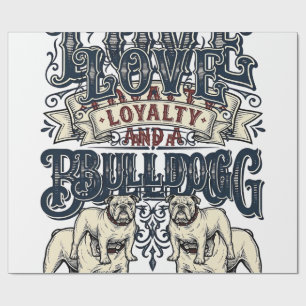 Papel De Presente Camisa de Amor Bulldog Desenho Antigo Citação de C