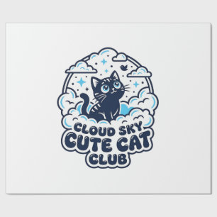 Papel De Presente Camisa de Arte para Amante de Gatos Fofos no Céu d