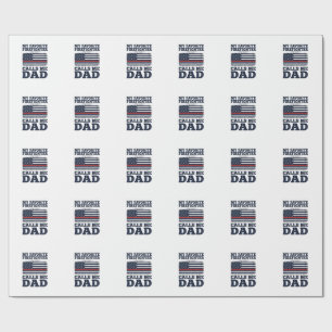 Papel De Presente Camisa de bandeira vintage do pai bombeiro Design_
