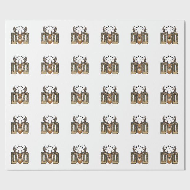 Papel De Presente Camisa de caça ao veado pai Camo Buck Vector Desig (Aberto)