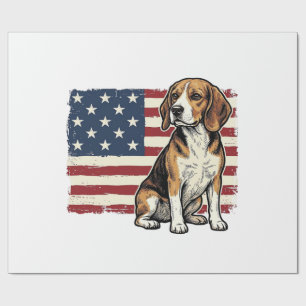 Papel De Presente Camisa de Cachorro com Bandeira Patriótica Beagle 