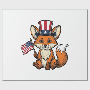 Papel De Presente Camisa de Desenho de Gravura Vintage Raposa Patrió