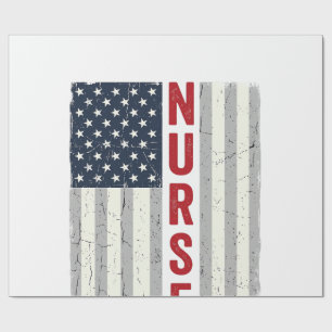 Papel De Presente Camisa de Enfermeira com Bandeira Americana Vintag