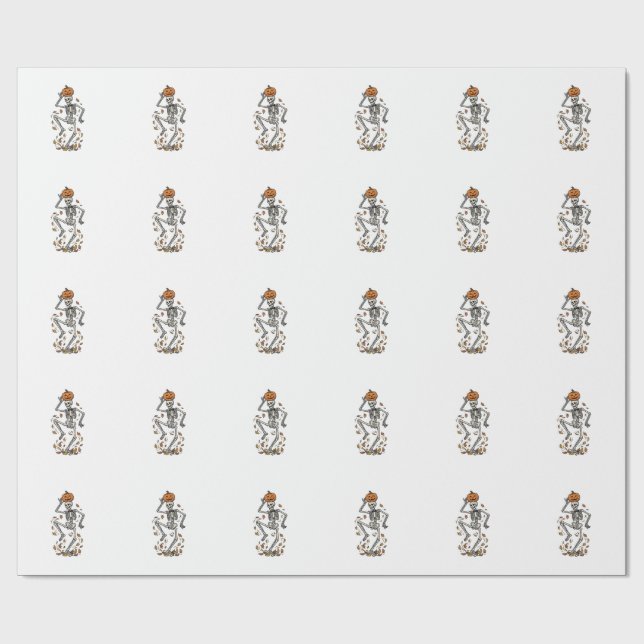 Papel De Presente Camisa de Esqueleto de Abóbora Arte de Ossos Dança (Aberto)