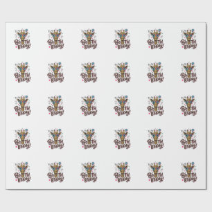 Papel De Presente Camisa de Festa de Aniversário com Gravação Vintag