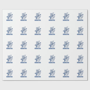 Papel De Presente Camisa de Gato Rockstar com Guitarra e Gravação Vi
