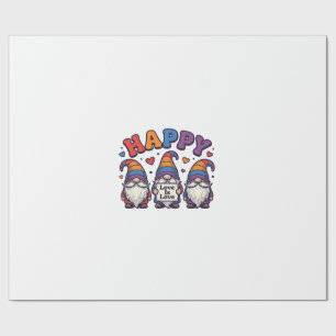 Papel De Presente Camisa de Gnome de Arco-Íris do Mês do Orgulho Vin