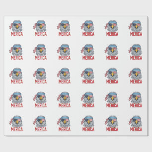 Papel De Presente Camisa de Gravura Vintage Águia Patriótica Merica