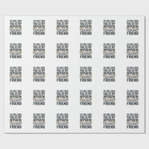 Papel De Presente Camisa de Gravura Vintage Amigo Família Pug Engraç